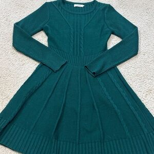 Teal Long Sleeve Knit Dress for Kids